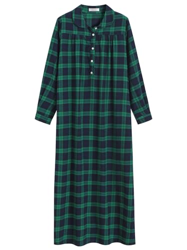 Latuza Women's Long Flannel Nightgown Long Sleeve Floor Length