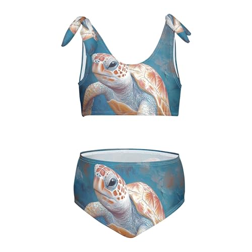 Pastel Color Sea Turtle Paint Girls Bikini Sets 2 Piece Swimsuits Bathing Suit Swimwear
