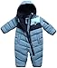 Volcom Boy Baby Snowsuit - Soft Fleece Lined Insulated Pram Infant Snowsuit with Sherpa Lined Hood - Baby Winter Clothes, Size 24M, Blue Colorblock
