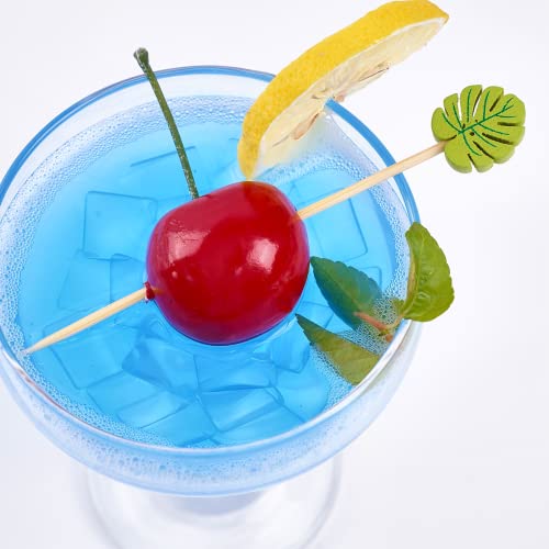 Putwo Picks 100 Counts 4.7" Bamboo Wooden Decorative Sticks For Appetizers Fancy Cocktail Party-Green Leaf Toothpicks, Palm Leaves #TOP2