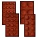 FOROREH 4 Moldes de Silicona de Media Esfera 6/8/15/24 Agujeros, Herramienta para Hornear Cavidades de Silicona, Molde de Mousse de Cúpula para Chocolate, Pasteles Caramelo Dpudín -Rojo