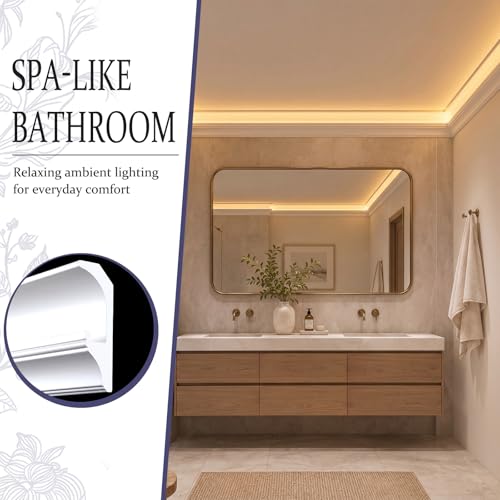 Image of Pushglossy 8 Pcs 47.24 inch(Total 31.5 Ft) Ceiling Crown Molding with LED Duct Kit for Seamless Ambient Accent Lighting Waterproof Channel for Easy LED Trim Moulding Strip Installation(Embedded)