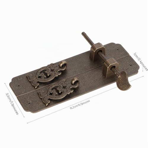 Nivvity Fermoir Boite en Bois, Kit de poignées de Porte rétro Style Chinois Antique Cuivre Poignée de Traction de Porte Accessoires de Porte pour Meubles Accessoires de Porte adaptés – vue 2