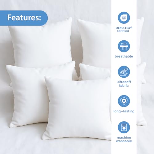 Image of Zinnia Soft Microfiber Cushions for Sofa & Living Room | White, 15 x 15 Inches | Soft & Comfortable Cushion for Home & Daily Use | Pack of 5