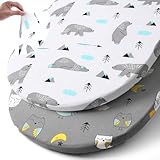 Stretchy-Bassinet-Sheet-Set-BROLEX 2 Pack Snug Fitted Cradle Fitted Sheets for Bassinet Pads/Mattress, for Boys Girls,Unisex,Ultra Soft Breathable,Owl & Bear