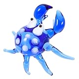 Luxshiny Krabbenverzierung wohnaccessoires Glasskulptur Tierskulptur aus Glas Tee Haustiere handgefertigte Glasfigur Kristallfigur Seekrabben-Figur kleine Tierfiguren aus Glas Blue