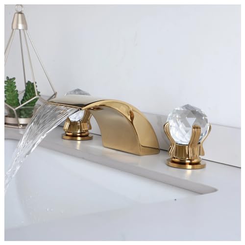 Grifo para lavabo de baño en cascada doble manija control preciso 4