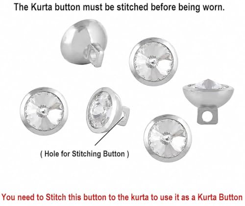 Image of Pack of 12 Crystal Kurta Buttons Diameter 20 L,Sewing Shank Buttons Craft Crystal Clear Acrylic Rhinestone Silver Back