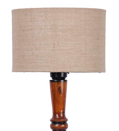 Image of AMDHOME Jute Modern Floor Lamp with Wooden Base - Height 56 Inches | Modern & Fashionable Standing Lamp for Living Room, Bedroom & Office | Stylish Home Decor Lighting in Elegant Beige Shade