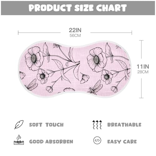 Flowers Butterflies Pink Burp Cloths for Babies Burp Rag Cotton Spit Up Rag for Babies Infant Newborn4