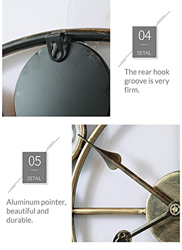 MOLEIHAO Separate Dial Wall Clock,Large Vintage Decor for Living Room,Home,Office,Retro,Metal,Farmhouse,24 inches,Rustic Gold Frame, Silent Non-Ticking - Image 5