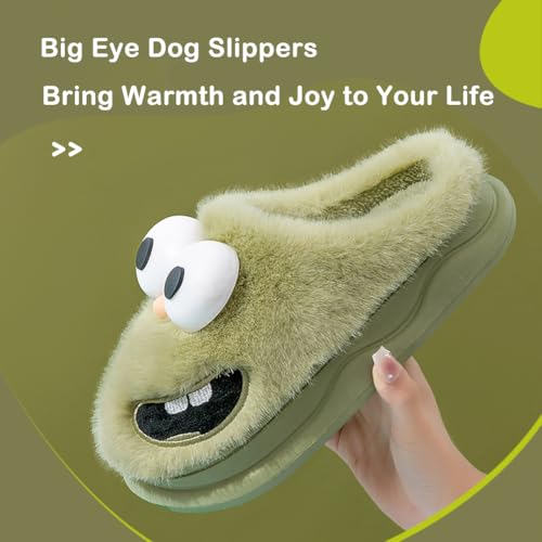 Tongue Slippers Couples, Kissing Slippers for Winter, Fluffy Warm Cute Cartoon Big Eye Dog Slipper, Comfortable and Non-Slip2