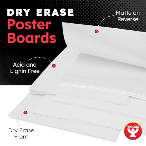 Hygloss Large Dry Erase Poster Board Paper 22x28 Inch (30 Count) Single-Sided Wall White Board Dry Erase Sheets - 14 Pt. Thick Paper for Home, School, Classroom, Office, Kids Art, Menus Signs, Lists by Hygloss - Image 2