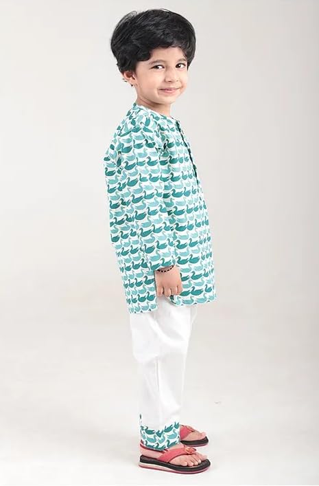 Image of POLKA TOTS 100% Cotton Traditional Nightwear Kurta Pyjama Set | Unisex Night Dress for Kids Girls & Boys | Summer Night Suits for Kids | Ethnic Indian Nightsuit | Cotton Night Suit Combo Set for Baby