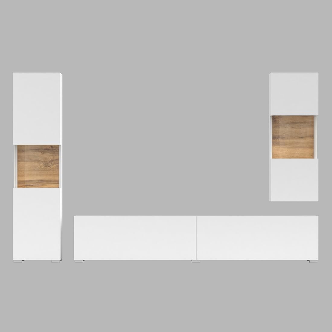 Salon Complet EVA 3 Meubles Blanc et chêne Design Moderne