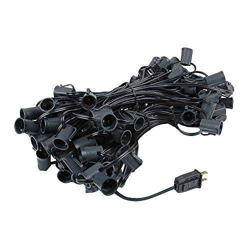 100 Foot C9 Multi Ceramic Christmas String Light Set - Outdoor Christmas Light String - – Opaque Christmas Bulbs - Roofline Light String – Outdoor String Lights - Black Wire #TOP2