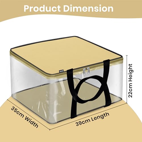 Image of Storite 2 Pack Nylon Wardrobe Bag Underbed Moisture Proof Cloth Storage Organizer, Storage box for Clothes Saree Bags with Zippered Closure & Handle Square (Khaki,39x35,22 cm)