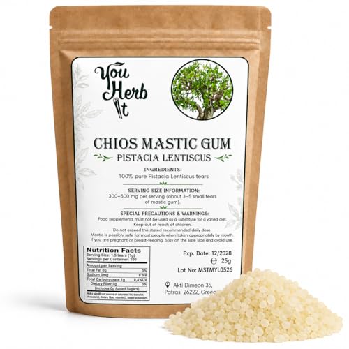 YouHerbIt Greek Chios Mastic Gum Masticha Resins Small Tears - Pistacia Lentiscus L. (50g)