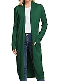Womens Long Cardigans Lightweight Kimono with Pockets(S,Deep Green)
