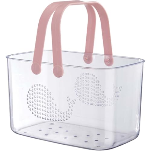 Wyazziv お風呂 カゴ バスケット おしゃれ 持ち運び バスバスケット 浴室用 シャンプーバスケット 透明 手提げ お風呂収納バスケット 銭湯 カゴ 温泉ポーチ スパバッグ 化粧品入れ バスルーム 多機能 水切り 小物収納 買い物かご 省スペース 持