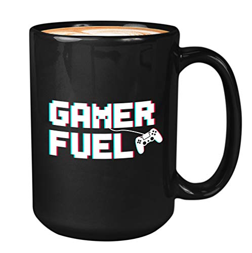 Bubble Hugs Taza de café con diseño de jugador de combustible para jugadores, regalo de videojuegos para amigos y familiares, taza novedosa, gran idea de regalo para hombres o mujeres (negro, 15