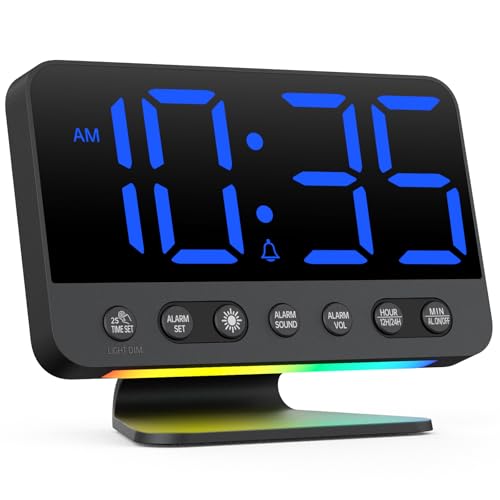 Image of AuroraCalm Alarm Clock for Bedroom Bedside: 2-Inch Large Numbers | Easy to Read for Day or Night Viewing - 5 Brightness 5 Alarm Sounds for Adults Kids Seniors - Blue