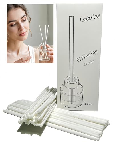 Lsxhxlxy 100 White Reed Fiber Diffuser Sticks,Diameter 3.5mm, Length 190mm (7.48 inches), Suitable for Various Essential Oils and Perfume, Lasting, Stable and Diffusing Fragrance