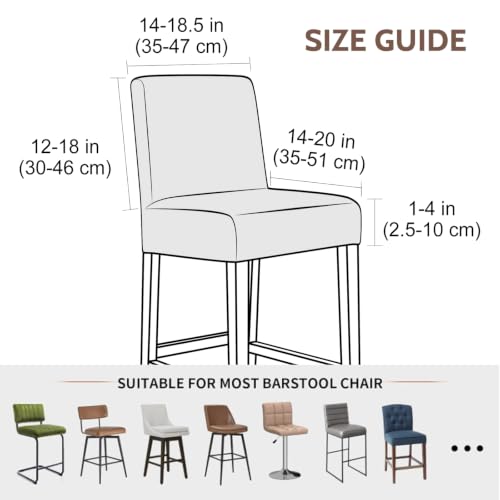 Image of FUANGUI Bar Stool Covers Set of 4, Stretch Bar Stool Seat Covers | Washable Removable Bar Chair Covers with Backs Slipcovers, Bar Chair Covers Square for Kitchen Dining Room Cafe