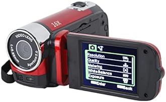 Video Camera for Vlogging, 1080P Full HD Camcorder, 16MP 16X Digital Zoom, 2.7in TFT Rotatable Screen, with Fill Light and USB Port, Catch Wonderful Moments (Red)