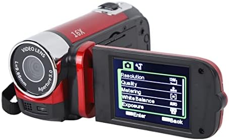 Video Camera for Vlogging, 1080P Full HD Camcorder, 16MP 16X Digital Zoom, 2.7in TFT Rotatable Screen, with Fill Light and USB Port, Catch Wonderful Moments (Red)