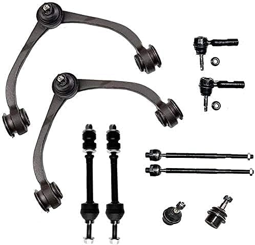 10pc Front Upper Control Arm Suspension Kit for 2005-2010 Dodge Dakota Mitsubishi Raider w/Outer Inner Tie Rod Ends Sway Bar Links