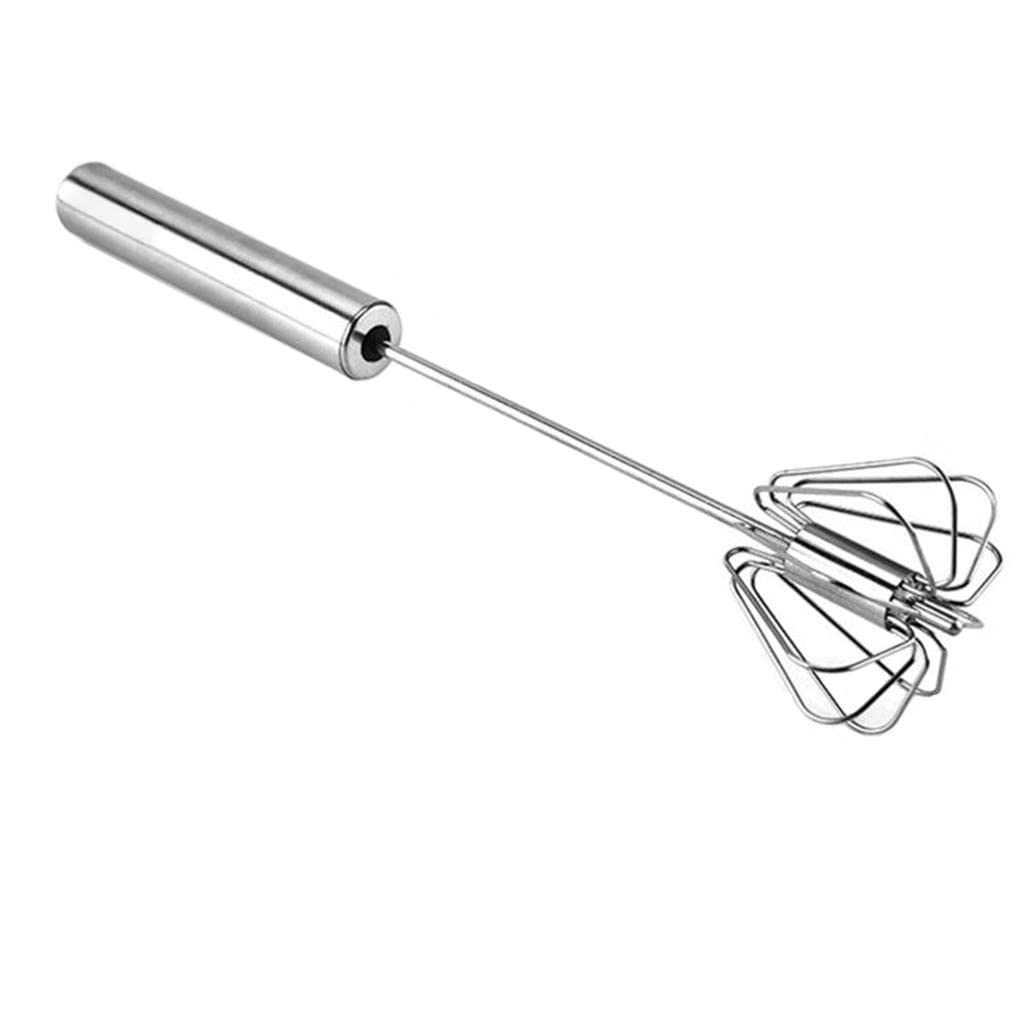 ALMEKAQUZStainless Steel Egg Whisk, Hand Push Rotary Whisk Blender, Versatile Milk Frother, Hand Push Mixer Stirrer for Blending, Whisking, Beating & Stirring