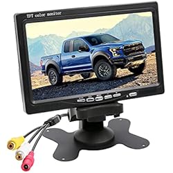 Tft Lcd Color Monitor OBEST 7 Pulgadas Pantallas de Cámara de Visión Trasera, Pantalla LCD TFT a Todo Color, 800 * 480 RP, AV1/AV2 de Conmutación de Vídeo, Monitor para Coche Camiones Autobuses Autocaravanas, DC 12V-24V