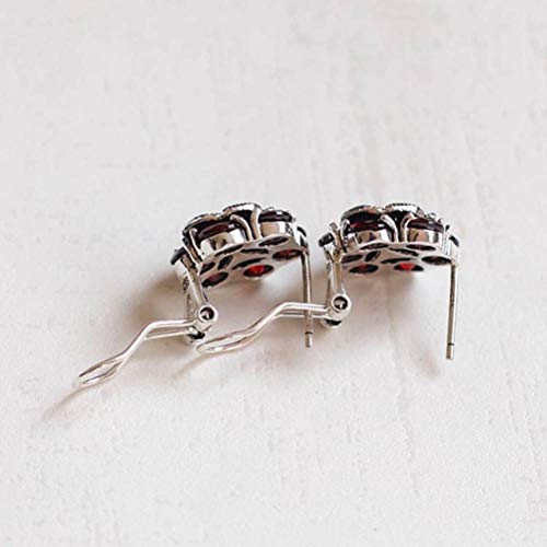 Boucles d'oreilles S925 et grenat rouge pour l'élégance quotidienne des filles