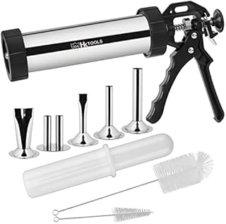 HK Jerky Gun Kits, Jerky Maker Gun, Beef Jerky Gun, 2 Pound Stainless Steel Sausage Jerky Making Gun with 5 Stainless Nozzles, 2 Cleaning Brushes, 1 Stomper