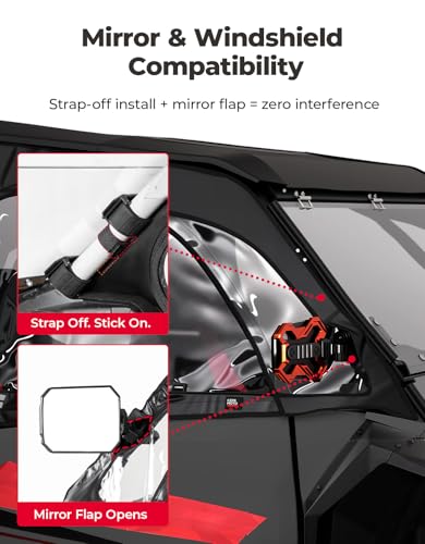 KEMIMOTO 2024 2025 XP 1000 Soft Cab Enclosure with YKK Zipper Compatible with 2024 2025 Polaris RZR XP 1000 2 Side Upper Door Window Water-resistant Cab Enclosure Kit Soft Upper Windshield Accessories