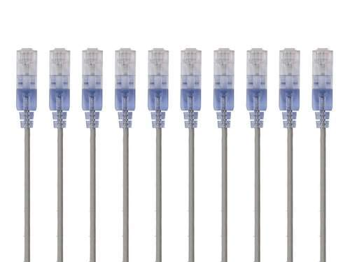 Image of Monoprice Cat6A Ethernet Patch Cable - Snagless RJ45, 550Mhz, 10G, UTP, Pure Bare Copper Wire, 30AWG, 10-Pack, 10 Feet, Gray - SlimRun Series
