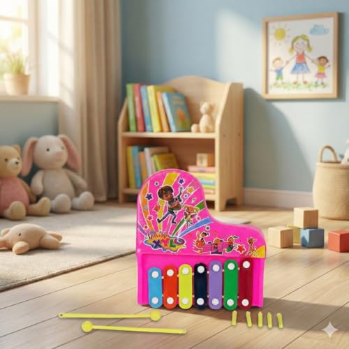 Image of Asian Maharaja Musical Pull Along Xylophone for Kids | Fun Activity Toy with 2 Mallets | Colorful Learning Music Toy for Toddlers & Preschoolers | Pull-Along Playset (Multicolor - Colors as per Stock)