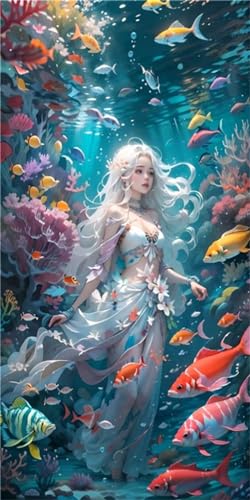 Diamond Painting Grand Format 50x100cm Sirène 5D Broderie Diamant Point de Croix WE-2793