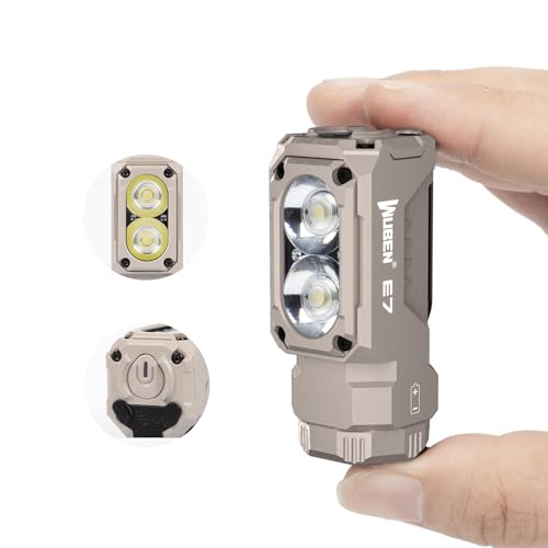 Image of WUBEN E7 1800 Lumen Rechargeable Mini Flashlight with Magnet - Super Bright 6 Modes Khaki EDC Flashlights, Typ-C Rechargeable LED; IP68 Pocket Flashlight for Headlamp Use, Rescue, Camping