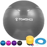 TOMSHOO Ballon de Yoga Anti-éclatement épais et Stable (Argenté, 55)