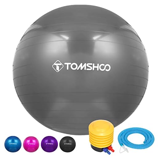 TOMSHOO Anti-Burst Yogaboll, extra tjock för stabilitet, balansboll, pilatesboll, fysisk fitness, gymnastikboll, 45 cm/55 cm/65 cm/75 cm, inklusive luftpump