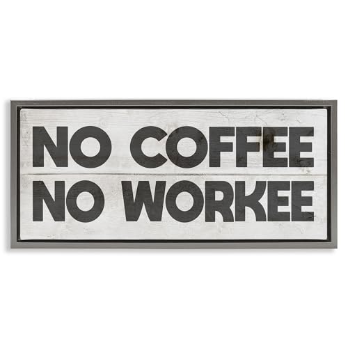 'No Coffee Funny Office Phrase'| Floating Frame Canvas Art