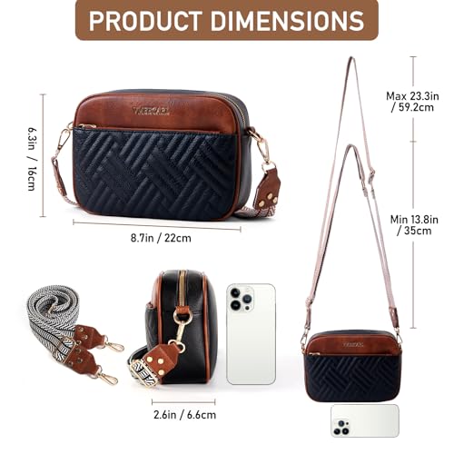 Quilted Vegan Leather Crossbody Bags for Women Small Leather Purses Shoulder Handbags with Antitheft RFID Wide Strap4