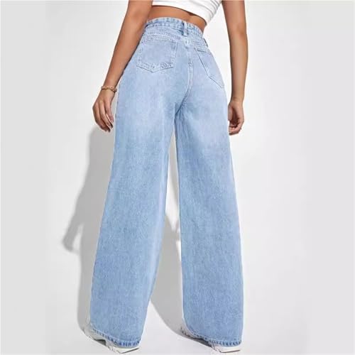 Women's Straight Leg Jeans for Women High Waisted Stretchy Wide Leg Boyfriend Jeans Casual Denim Pants4