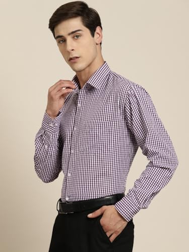 Image of Hancock Men Gingham Checks Checked Opaque Formal Purple