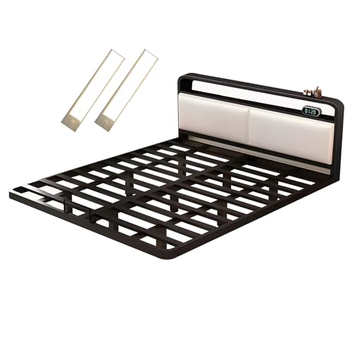 Estrutura De Cama Queen Preta, Estrutura De Cama Tamanho Completo Com Lâmpada De Indução, Estrutura