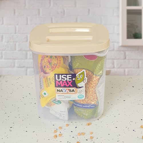Image of Nayasa Use Max Container (5 Ltrs, 7.5 Ltrs, 10 Ltrs) BPA Free Food Grade Airtight Kitchen Storage Stackable Containers- Set Of 3, Beige