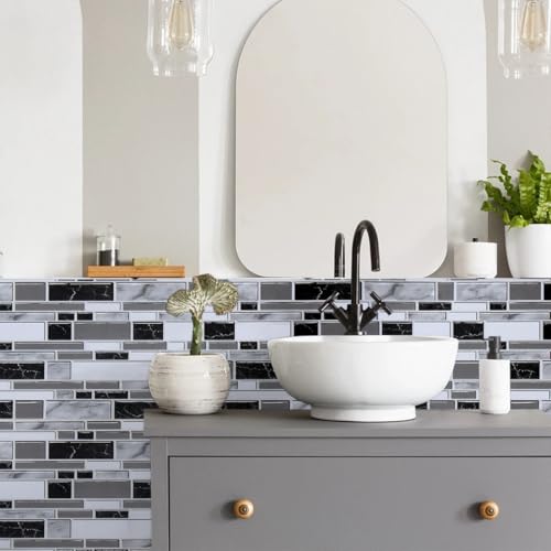 Livebor Peel and Stick Kitchen Wallpaper Backsplash Wall Paper for Kitchen 11.8inch x 78.7inch Backsplash Tiles Wallpaper Peel and Stick Waterproof Countertop Contact Paper for Bathroom Cabinet