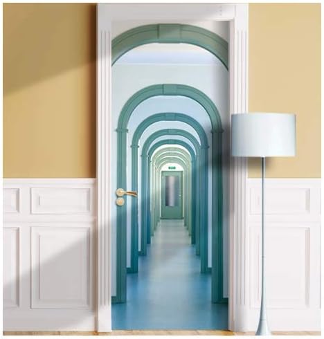 Corridor Arches Door Mural. Single Piece Sticker, Decal. Wrap, Cover. Removable (30"x80", Variant 1)